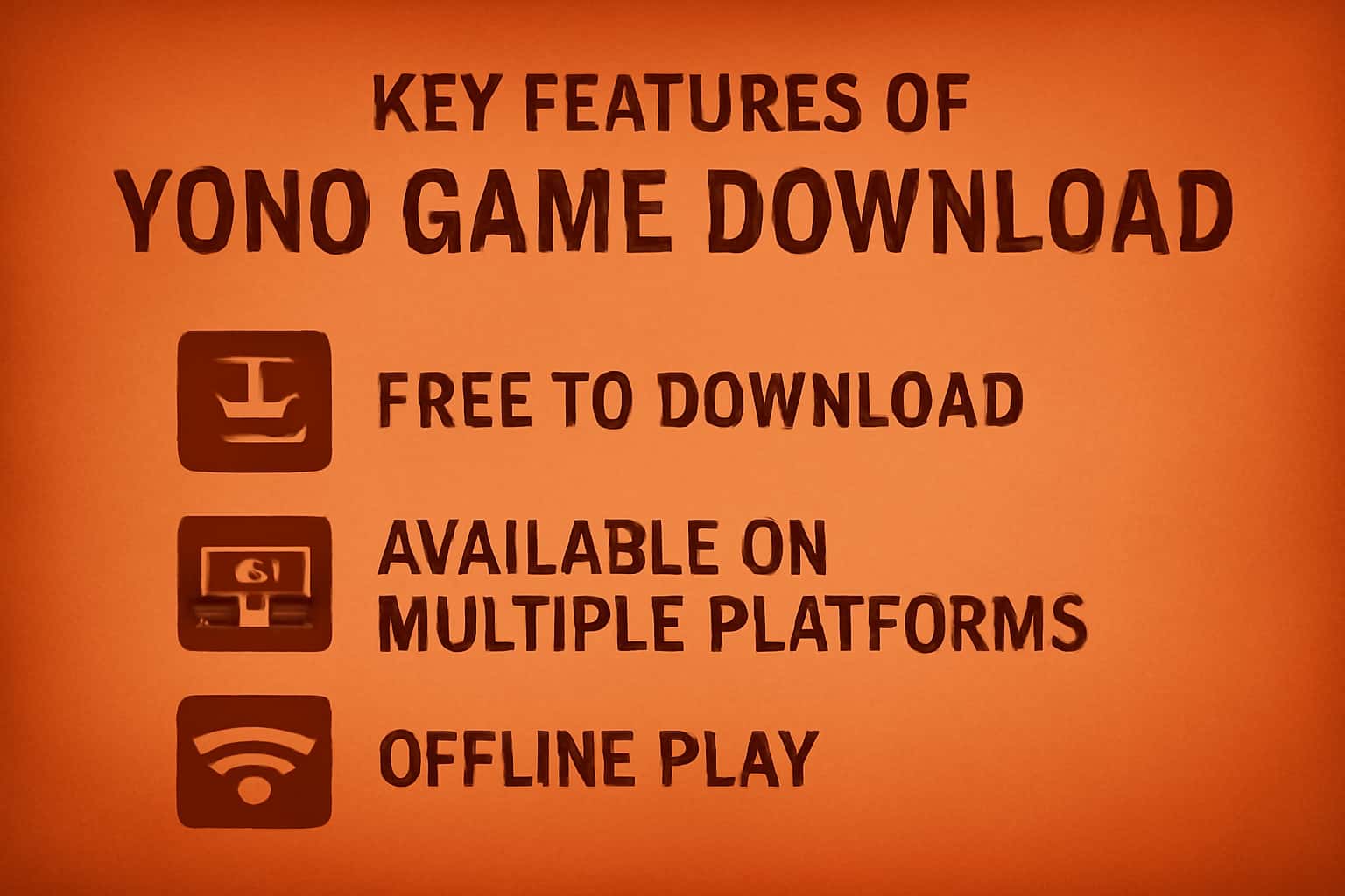Visual representation of key features of Yono Game Download in a high-tech style.