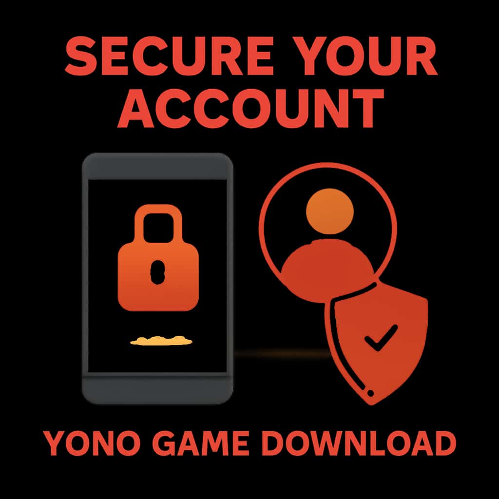 An educational diagram showing account security steps for Yono Game Download.
